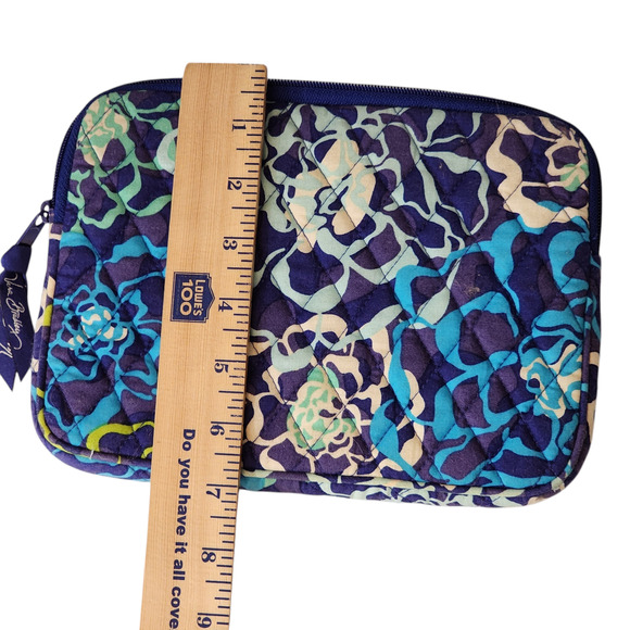Vera‎ Bradley Cosmetic Case Blue White Green Floral 9"x7" Travel Vacation Clutch - Picture 6 of 9